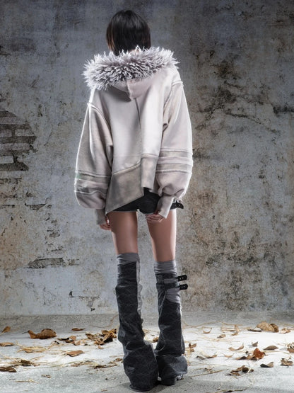 ARIADNAw Ariadna Straight Cut Lantern Sleeve Sweatshirt Jacket