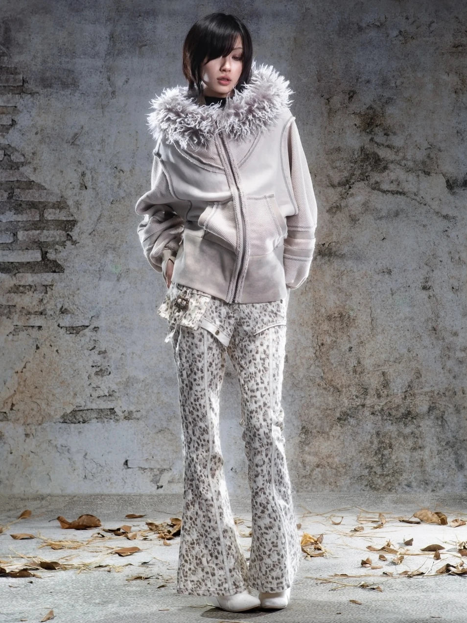 ARIADNAw Ariadna Straight Cut Lantern Sleeve Sweatshirt Jacket