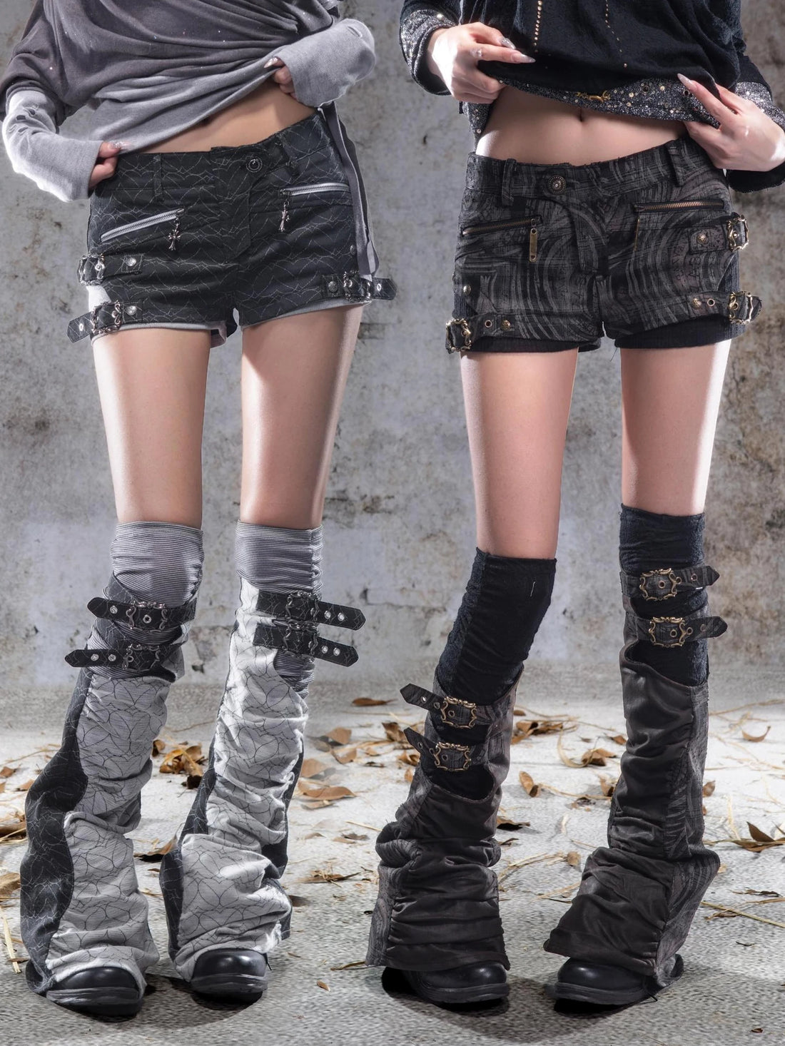 ARIADNAw Ariadne Embroidered Layered Shorts With Leg Warmers Pants