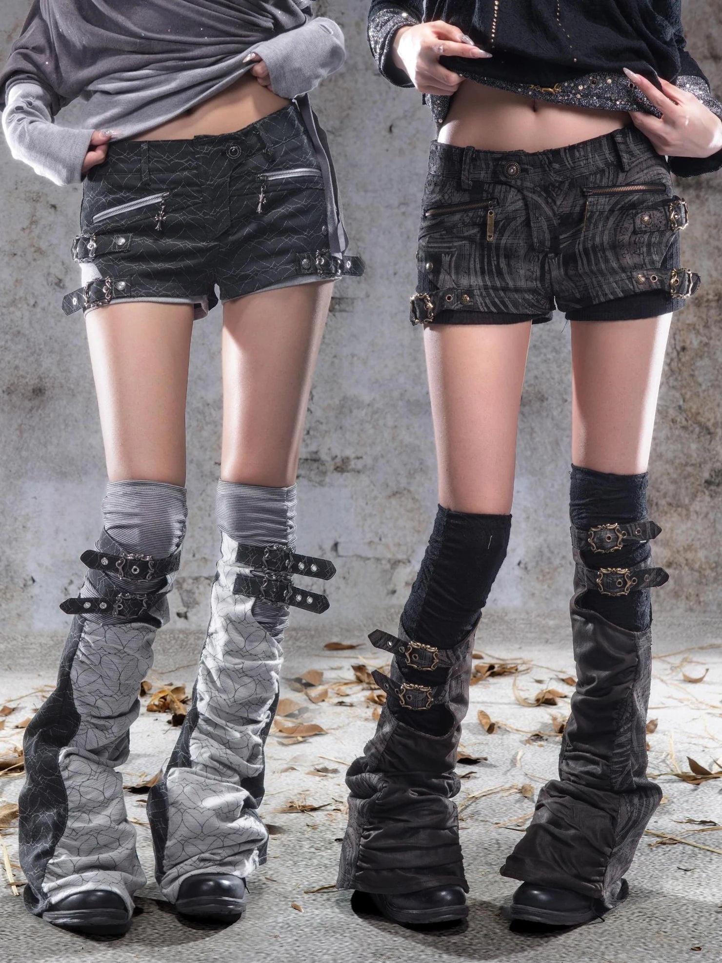 ARIADNAw Ariadne Embroidered Layered Shorts With Leg Warmers Pants