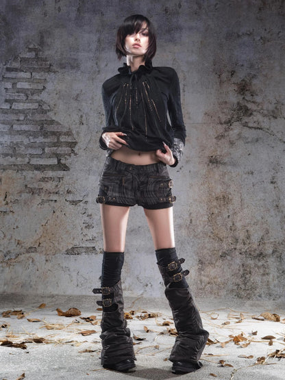 ARIADNAw Ariadne Embroidered Layered Shorts With Leg Warmers Pants