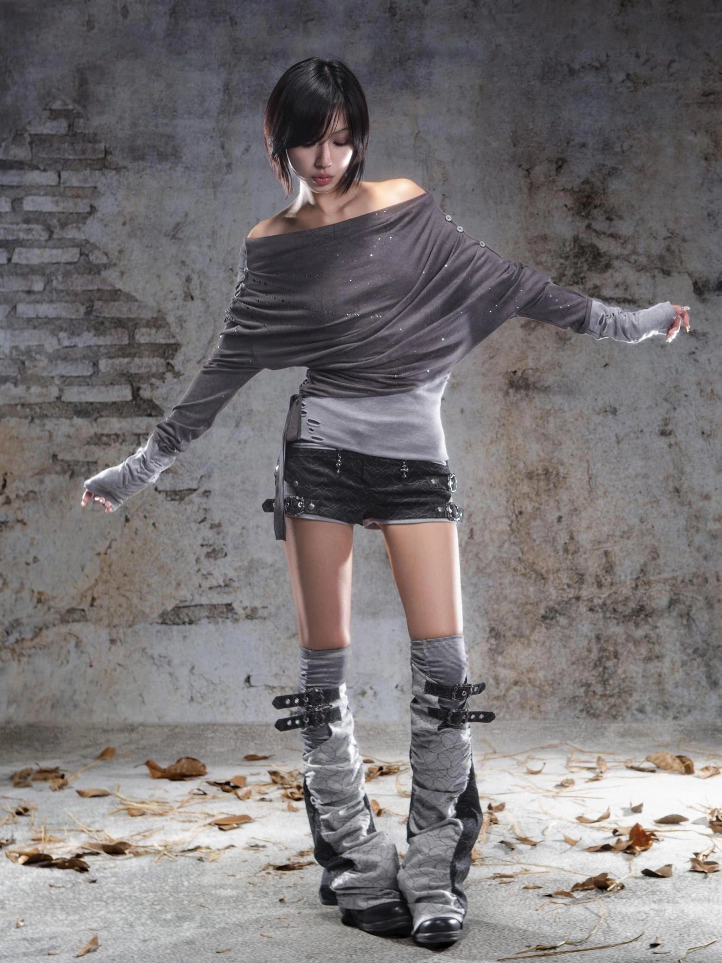 ARIADNAw Asymmetric Draped Stretch Knit Top Cardigan