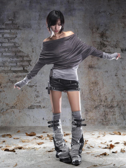 ARIADNAw Asymmetric Draped Stretch Knit Top Cardigan