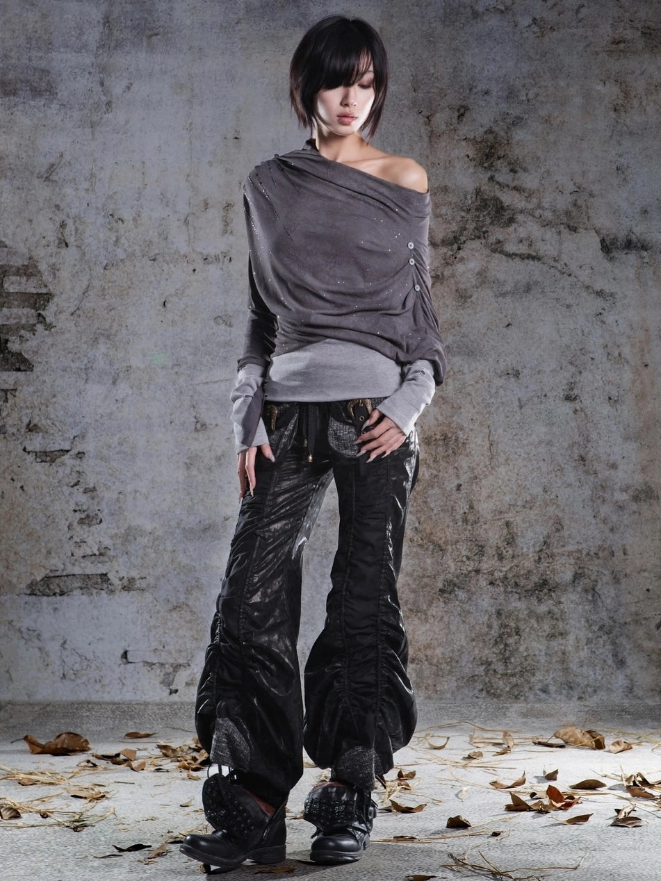 ARIADNAw Asymmetric Draped Stretch Knit Top Cardigan