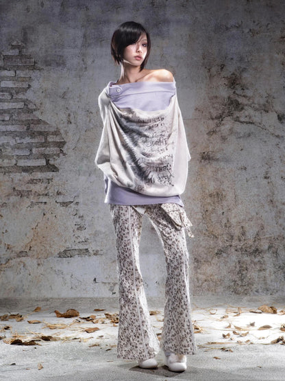 ARIADNAw Batwing Sleeve Printed Top Hoodies/Sweatshirt