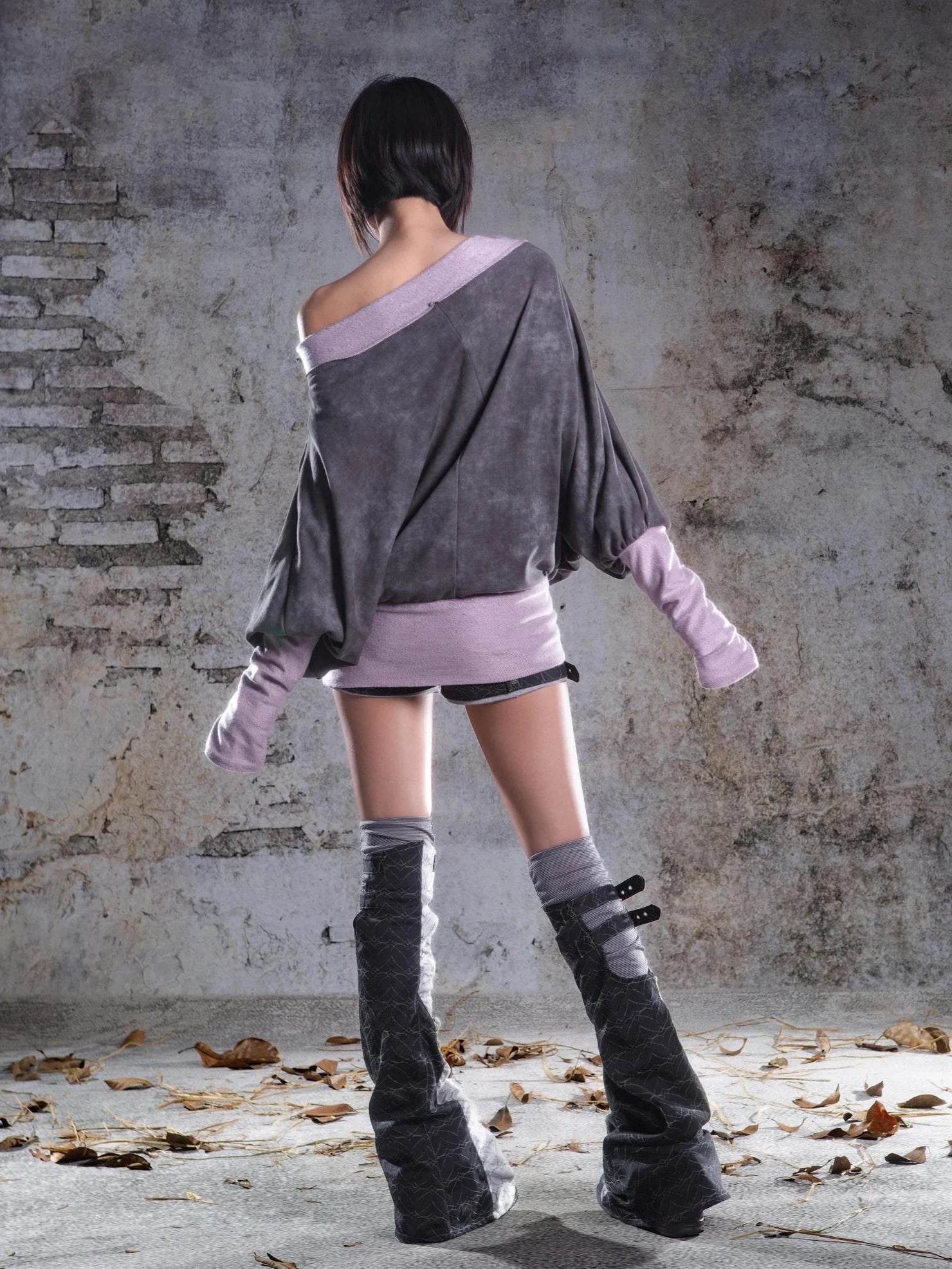 ARIADNAw Batwing Sleeve Printed Top Hoodies/Sweatshirt