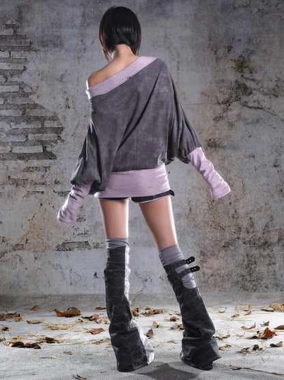 ARIADNAw Batwing Sleeve Printed Top Hoodies/Sweatshirt