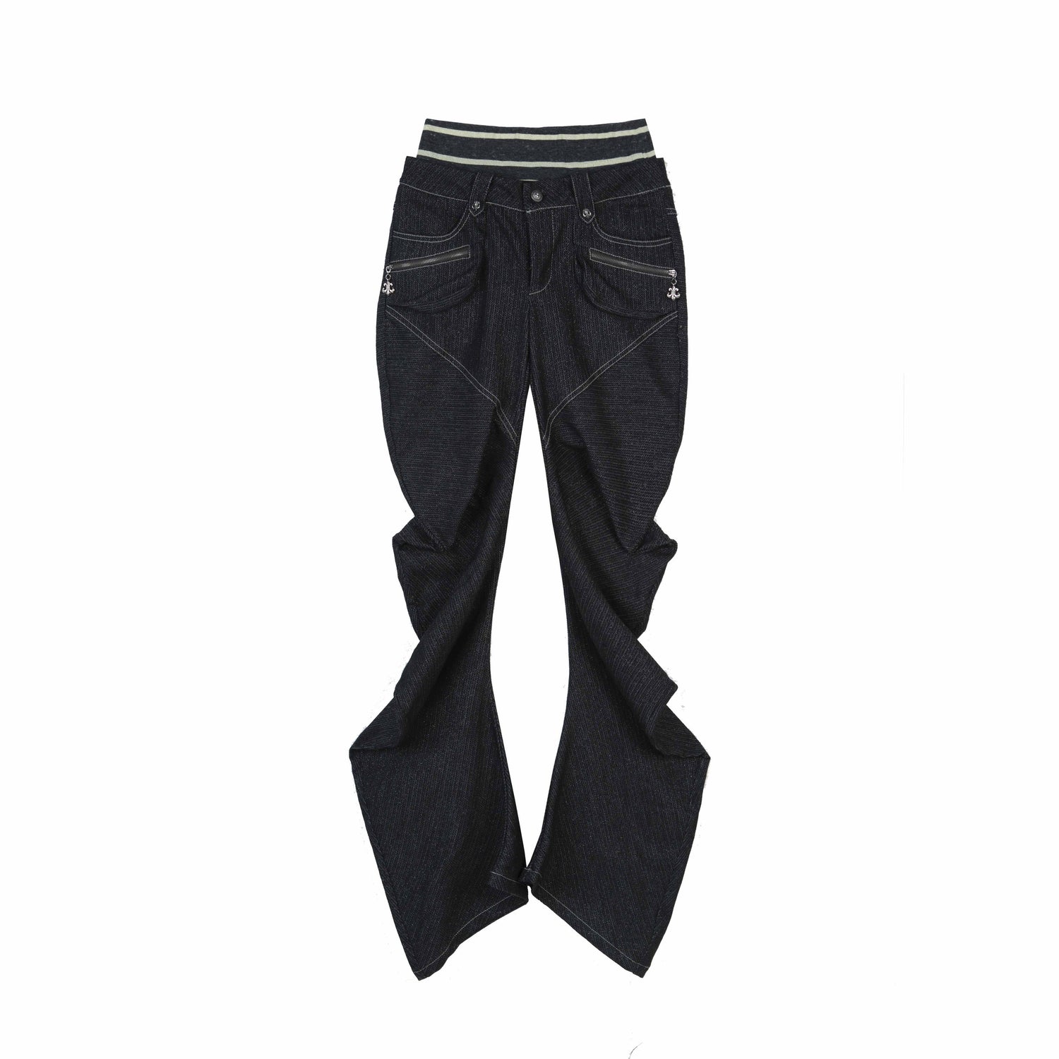 ARIADNAw_Black_Denim_Punk_Double_Waistband_Curved_Stacked_Texture_Women&