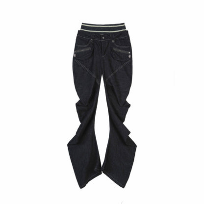 ARIADNAw_Black_Denim_Punk_Double_Waistband_Curved_Stacked_Texture_Women&