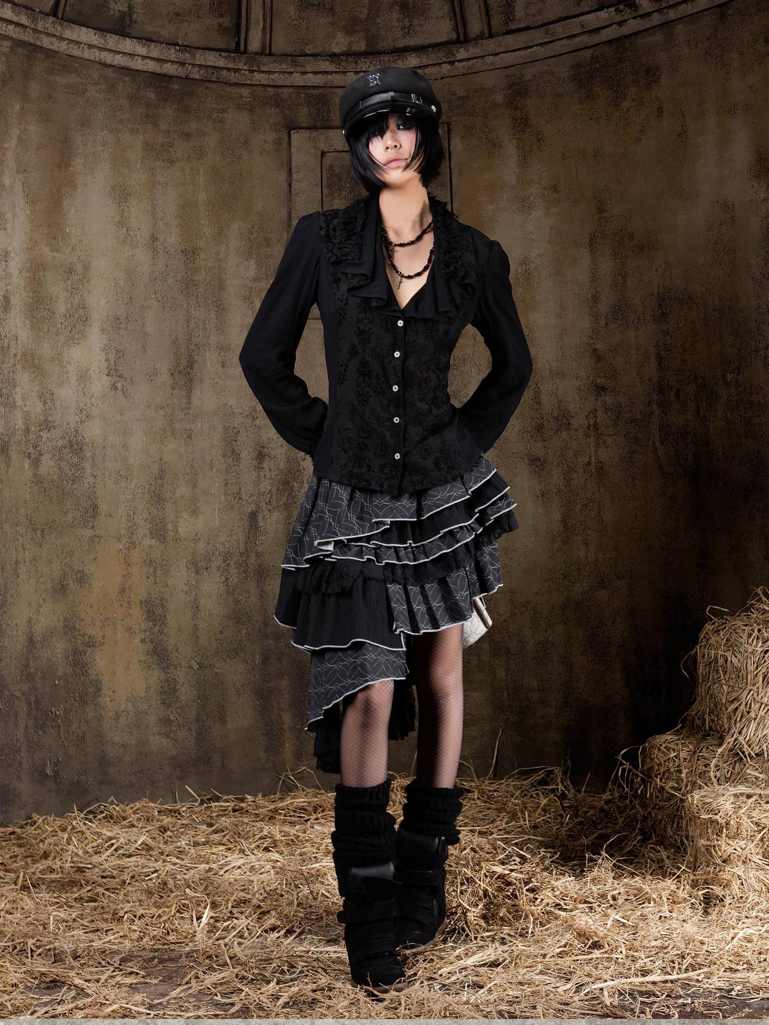 ARIADNAw Breathable Slim Fit Regal Puff Sleeves Drape Neck Women Elegant Blouse