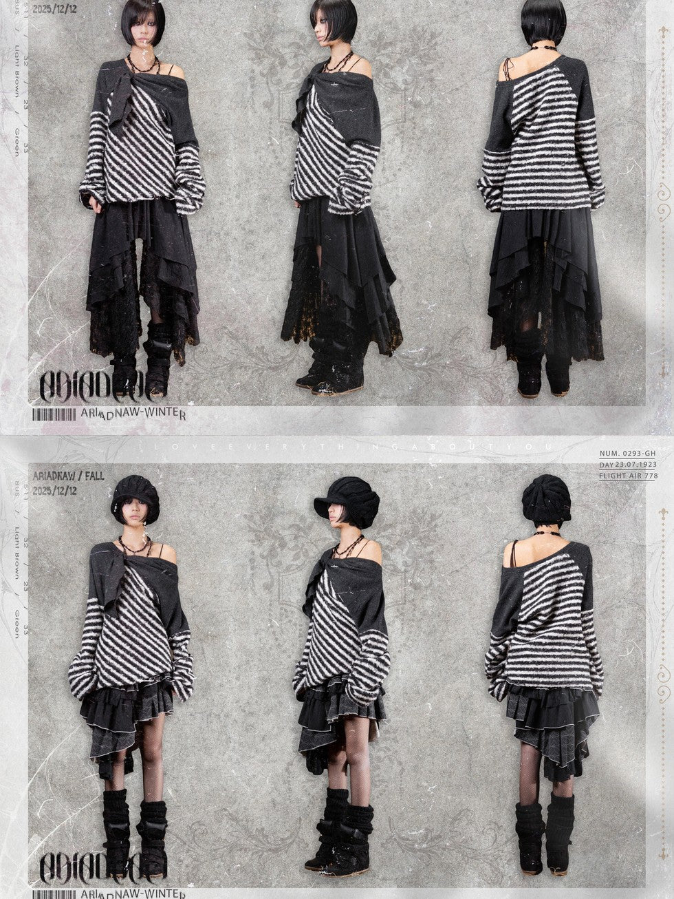 ARIADNAw Contrast Stripe Off Shoulder Punk Women&