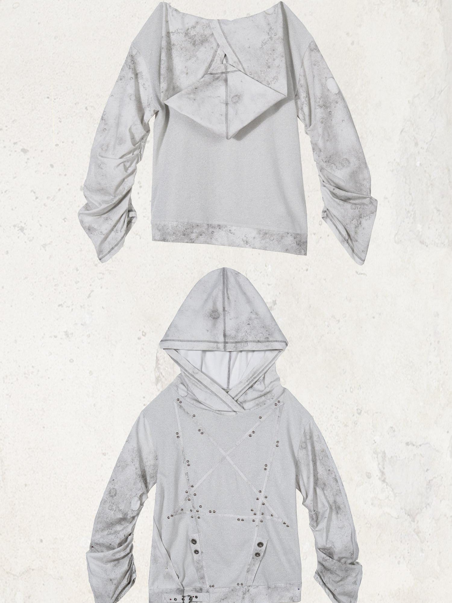 ARIADNAw Distressed Studded Star Punk Colorblock Women&