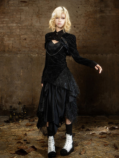 ARIADNAw Gothic Dark Vintage Slim Fit Mid Length Women&