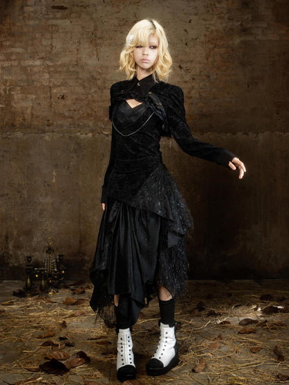 ARIADNAw Gothic Dark Vintage Slim Fit Mid Length Women&