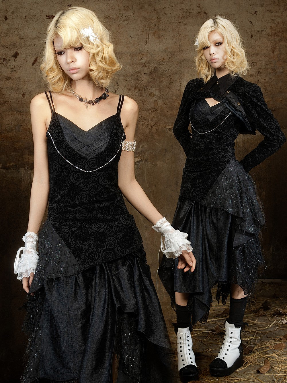 ARIADNAw Gothic Dark Vintage Slim Fit Mid Length Women&