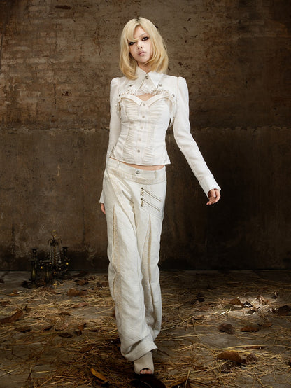 ARIADNAw Gothic Lace Double Waist Paneled Women&