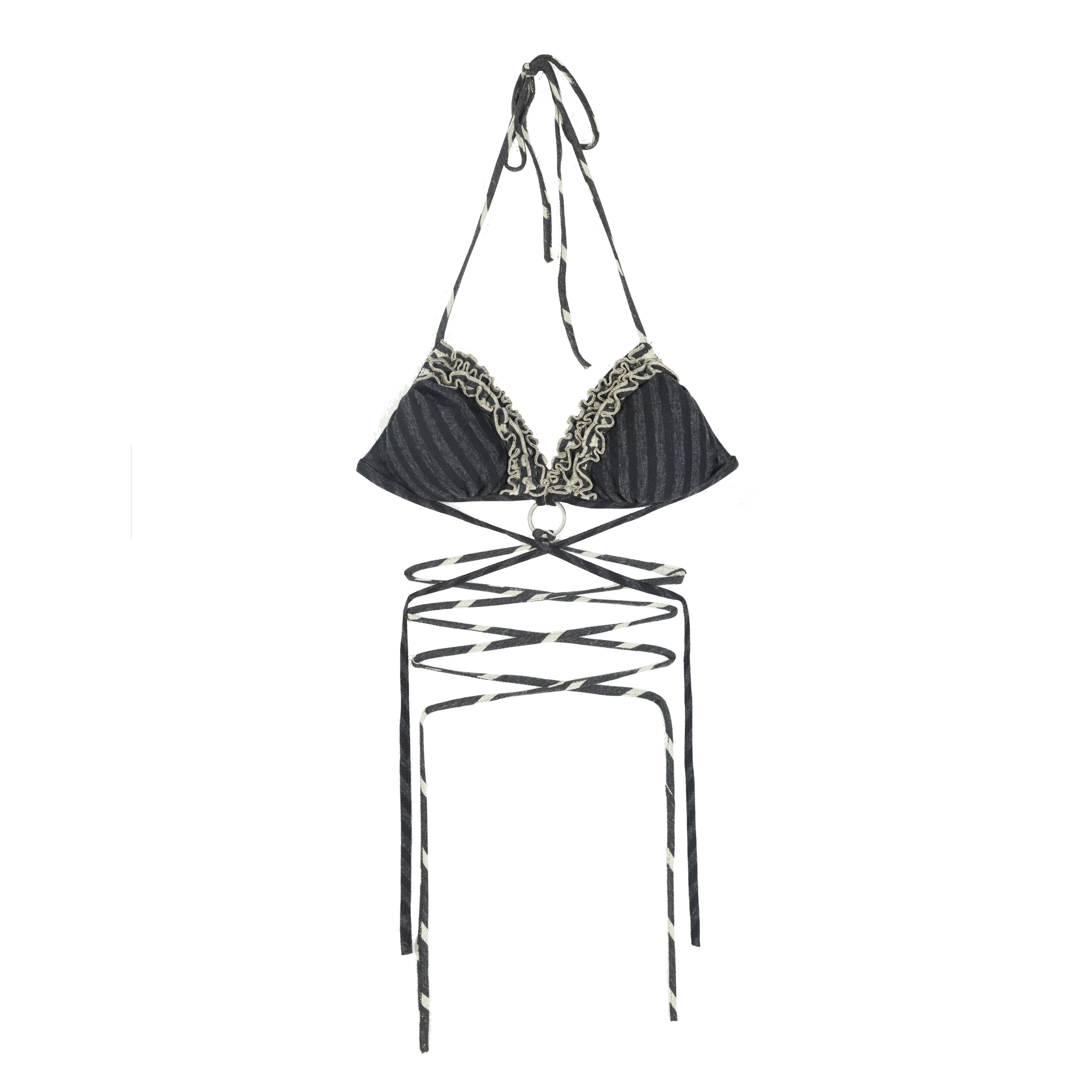 ARIADNAw_Gray_Black_Ruched_Colorblock_Ruffle_Triangle_Women&