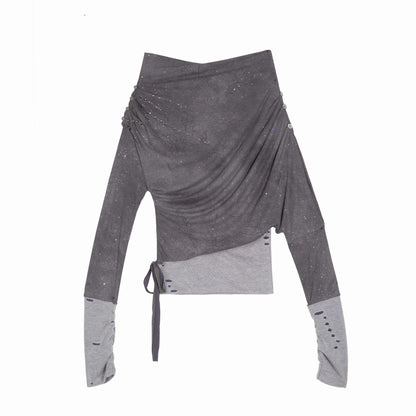 ARIADNAw_Gray_Purple_Asymmetric_One_Shoulder_Stretch_Women&