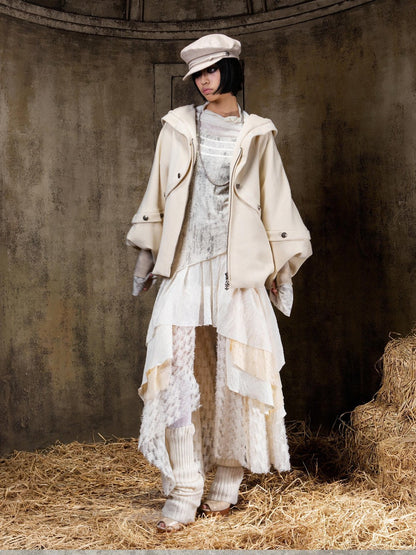 ARIADNAw Hooded Oversized Punk Gothic Regal Zipper Long Sleeve Women&