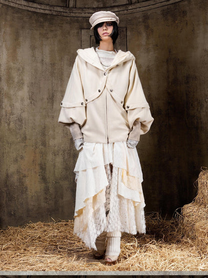ARIADNAw Hooded Oversized Punk Gothic Regal Zipper Long Sleeve Women&