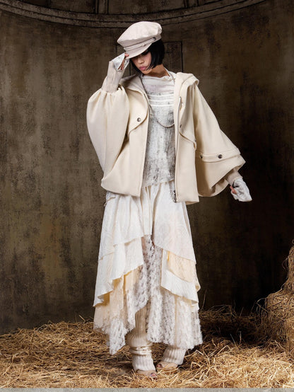 ARIADNAw Hooded Oversized Punk Gothic Regal Zipper Long Sleeve Women&