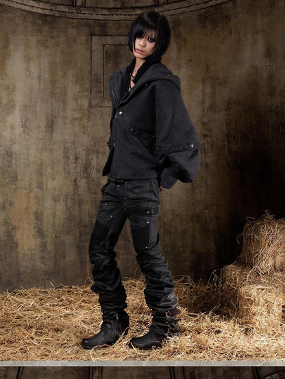 ARIADNAw Hooded Oversized Punk Gothic Regal Zipper Long Sleeve Women&