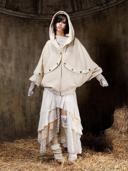 ARIADNAw Hooded Oversized Punk Gothic Regal Zipper Long Sleeve Women&