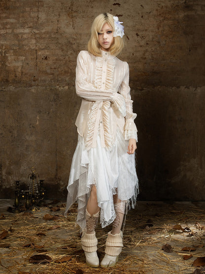 ARIADNAw Lace Sequin Embroidered High Neck Long Sleeve Women&