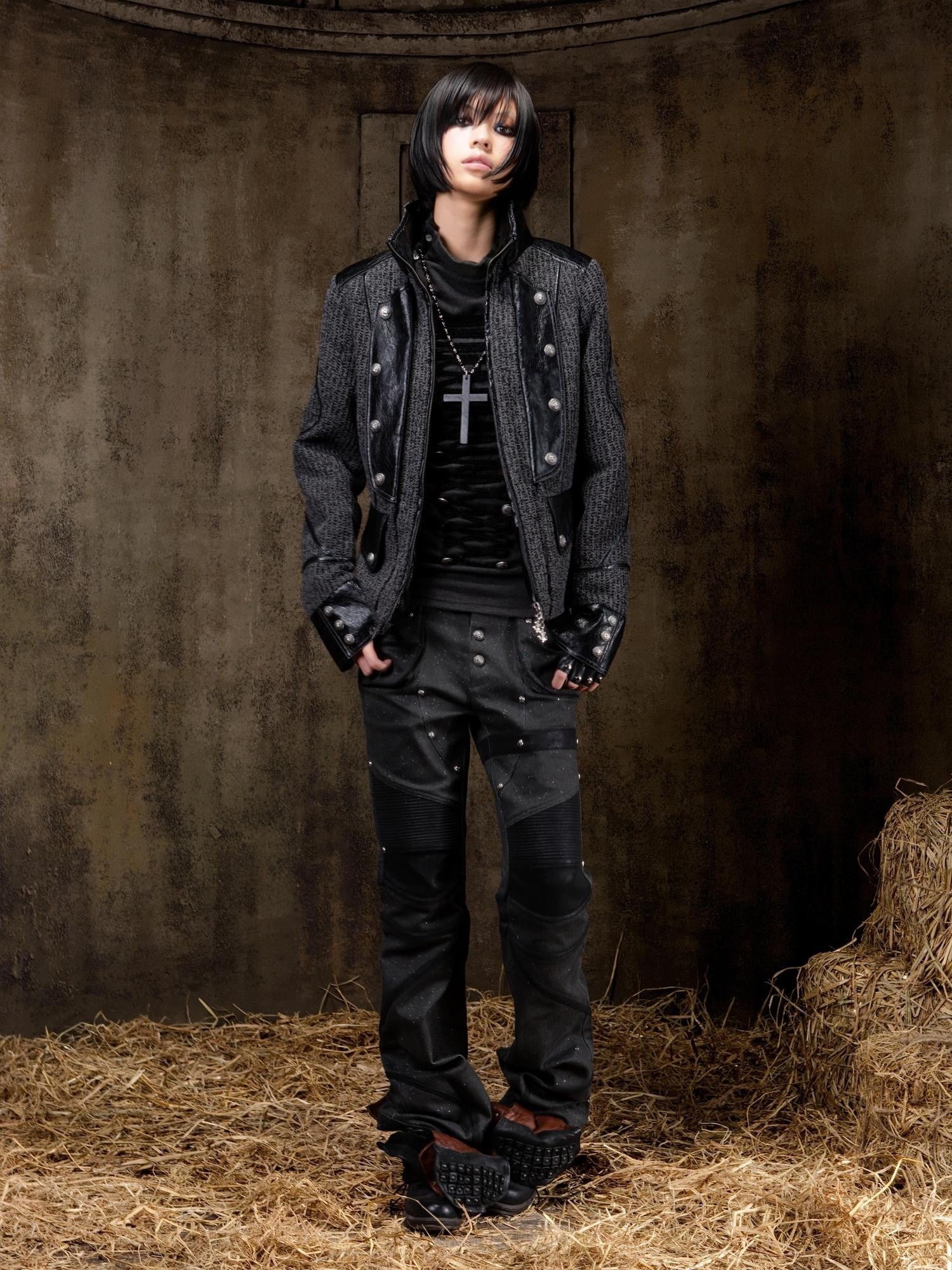 ARIADNAw Lace Up Biker Punk Retro Women&