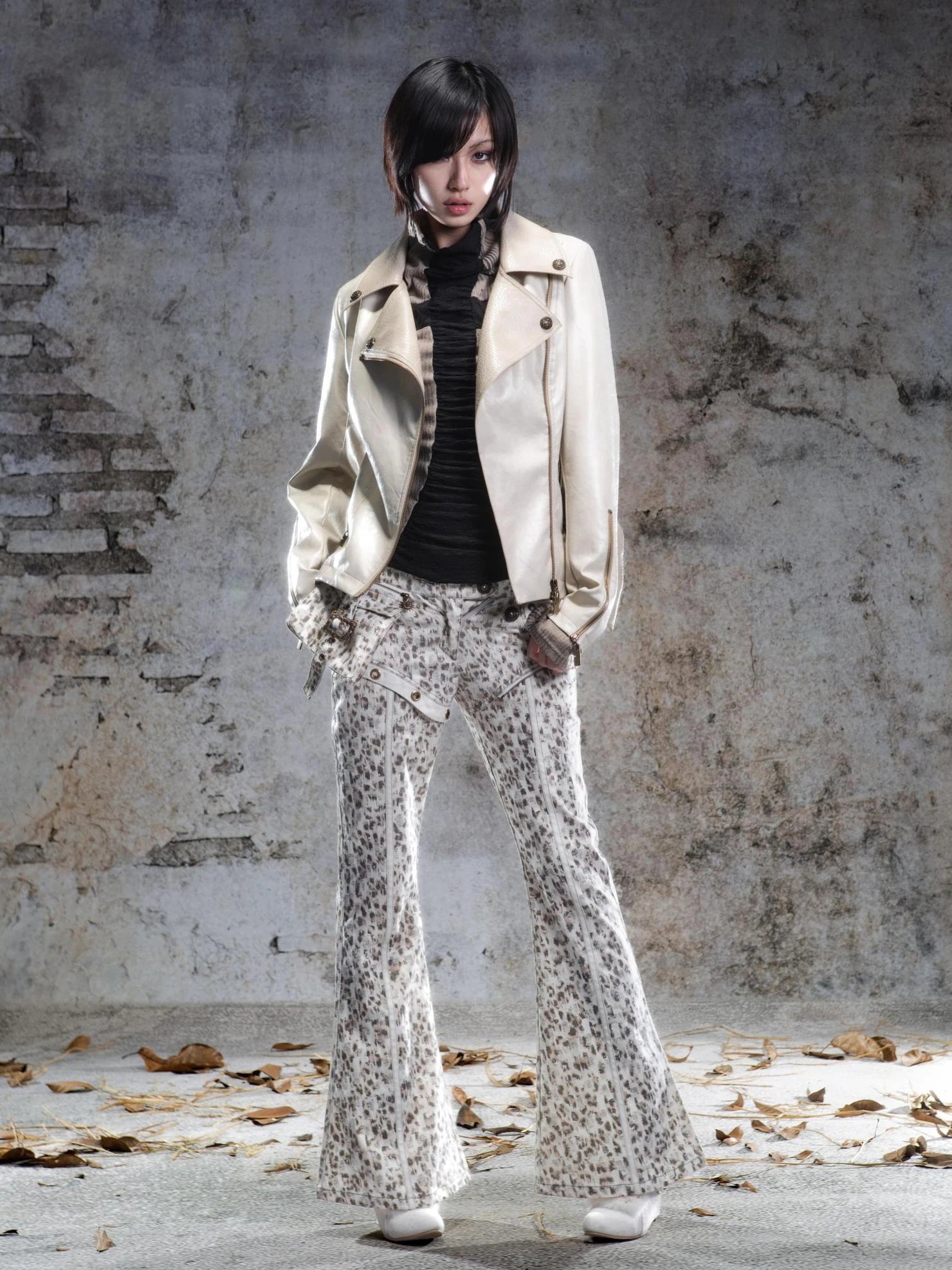 ARIADNAw Leopard Print Pocket Flared Pants Pants