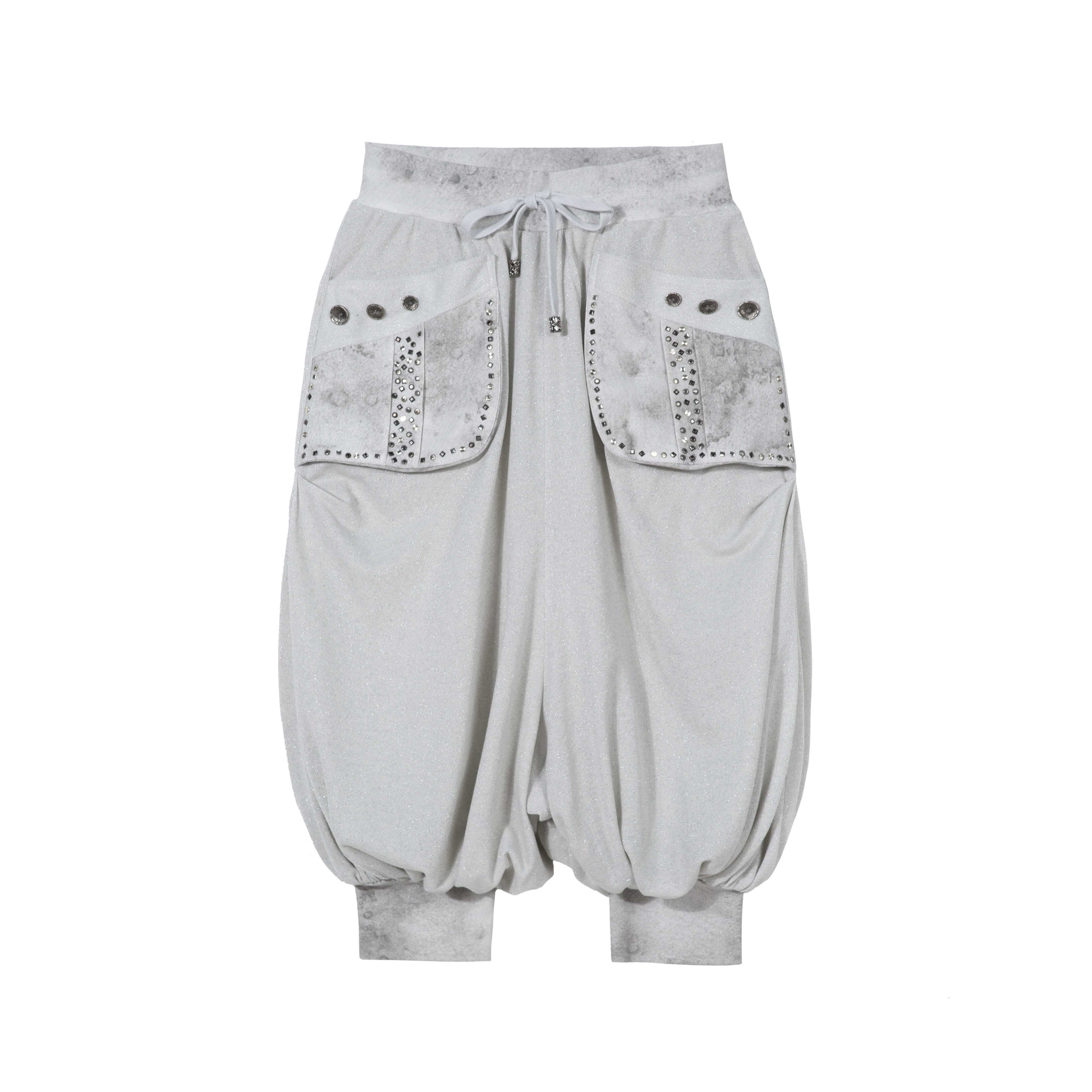 ARIADNAw_Light_Gray_Retro_Punk_Drop_Crotch_Big_Pocket_Rhinestone_Women&