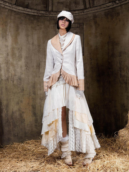 ARIADNAw Lightweight Victorian Asymmetric Everyday Lapel Button Long Sleeve Blouse