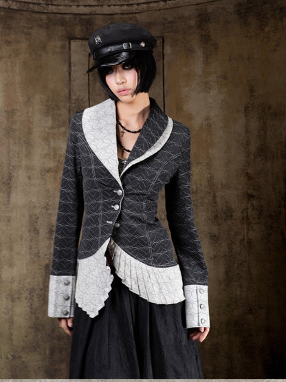 ARIADNAw Lightweight Victorian Asymmetric Everyday Lapel Button Long Sleeve Blouse