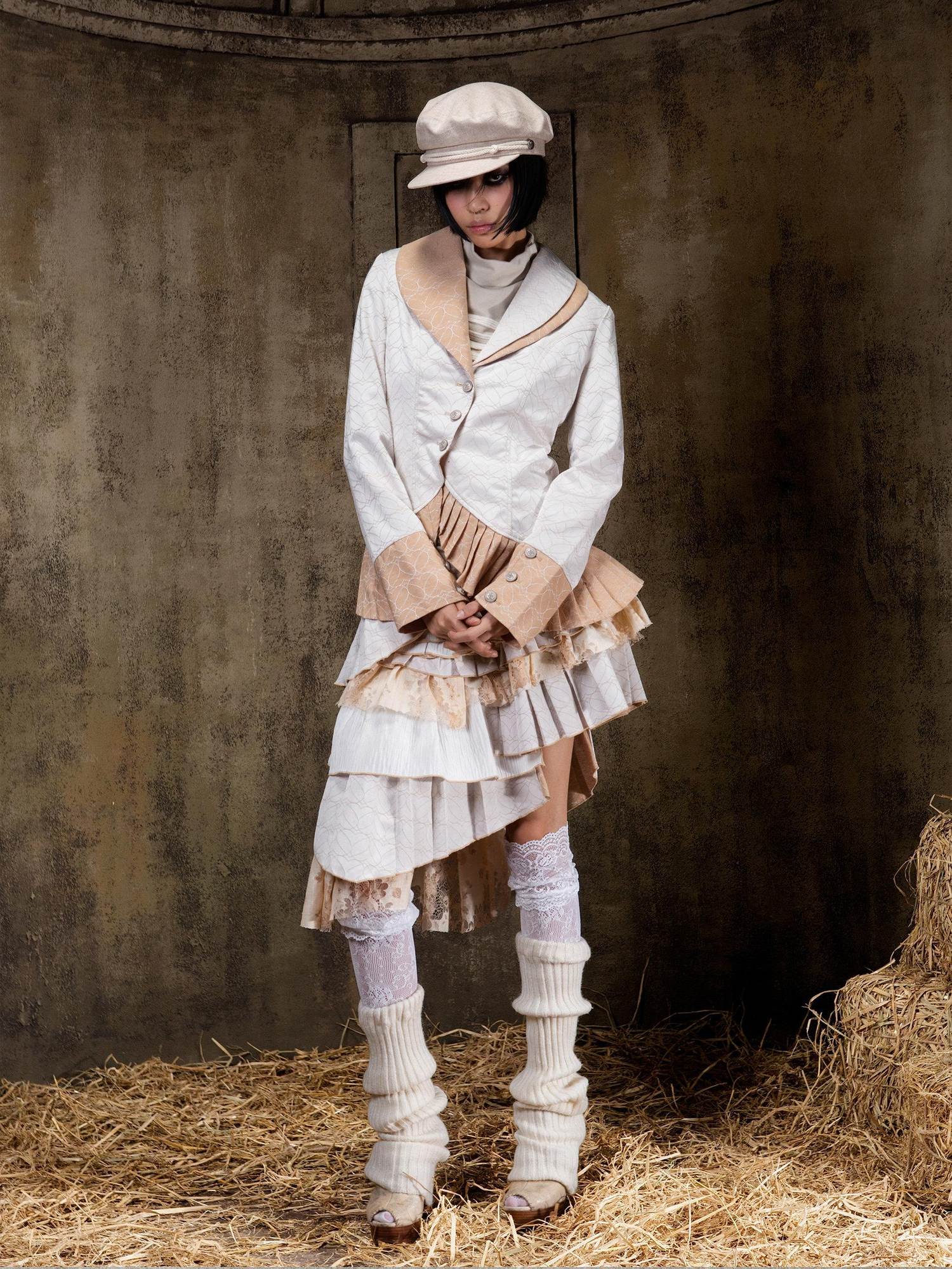 ARIADNAw Lightweight Victorian Asymmetric Everyday Lapel Button Long Sleeve Blouse