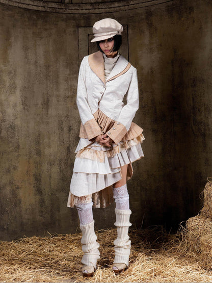 ARIADNAw Lightweight Victorian Asymmetric Everyday Lapel Button Long Sleeve Blouse