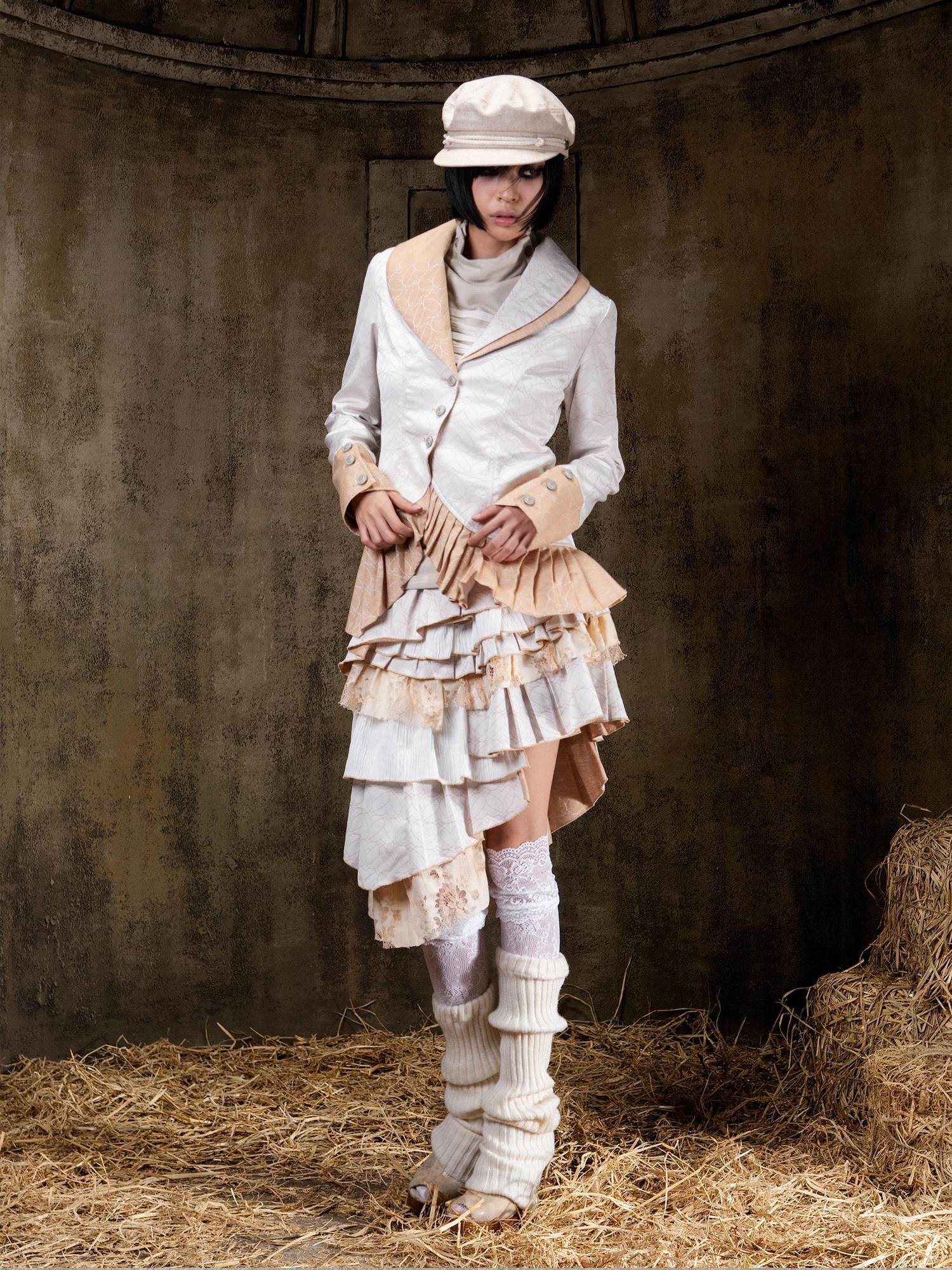 ARIADNAw Lightweight Victorian Asymmetric Everyday Lapel Button Long Sleeve Blouse