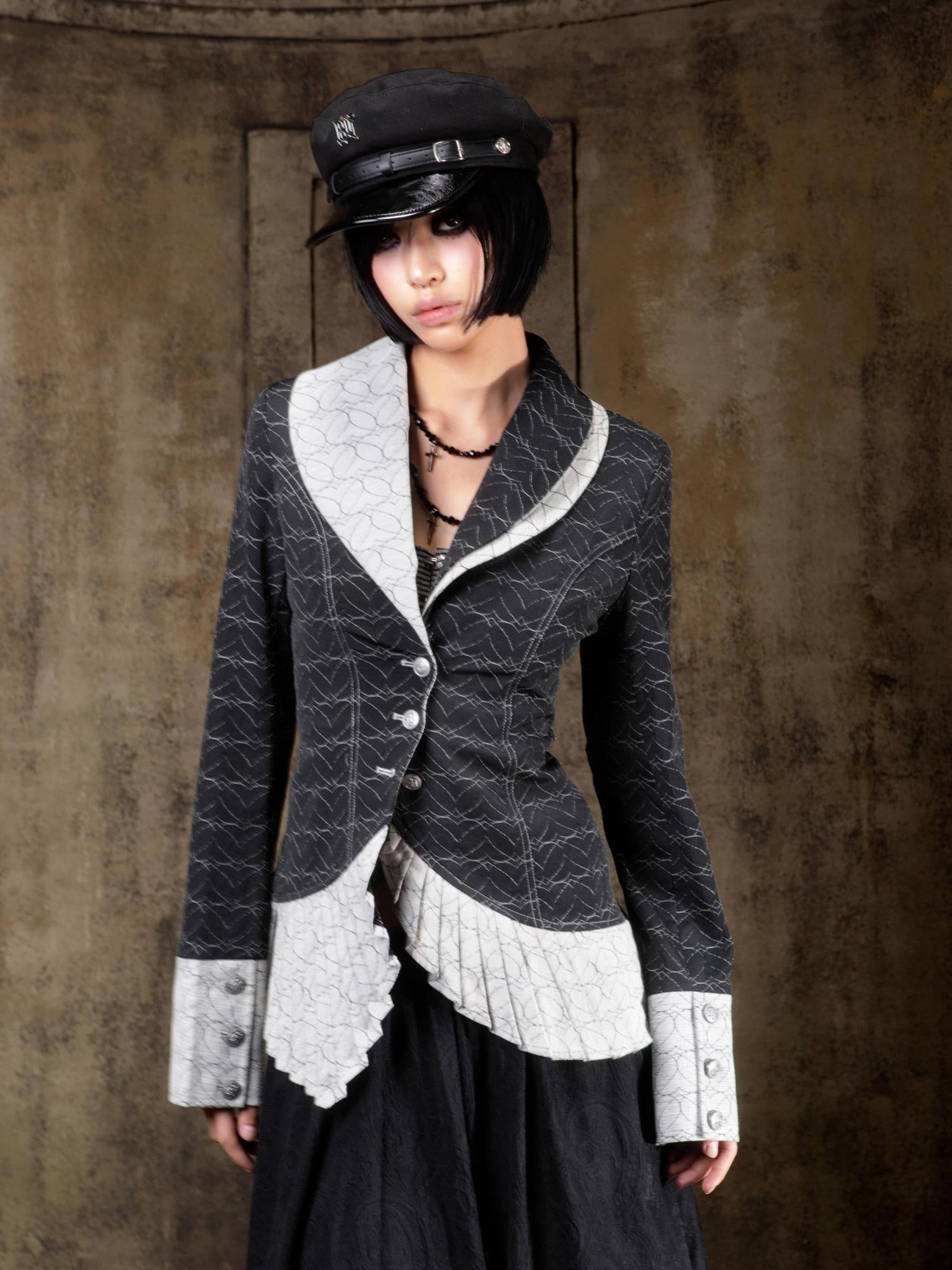 ARIADNAw Lightweight Victorian Asymmetric Everyday Lapel Button Long Sleeve Blouse