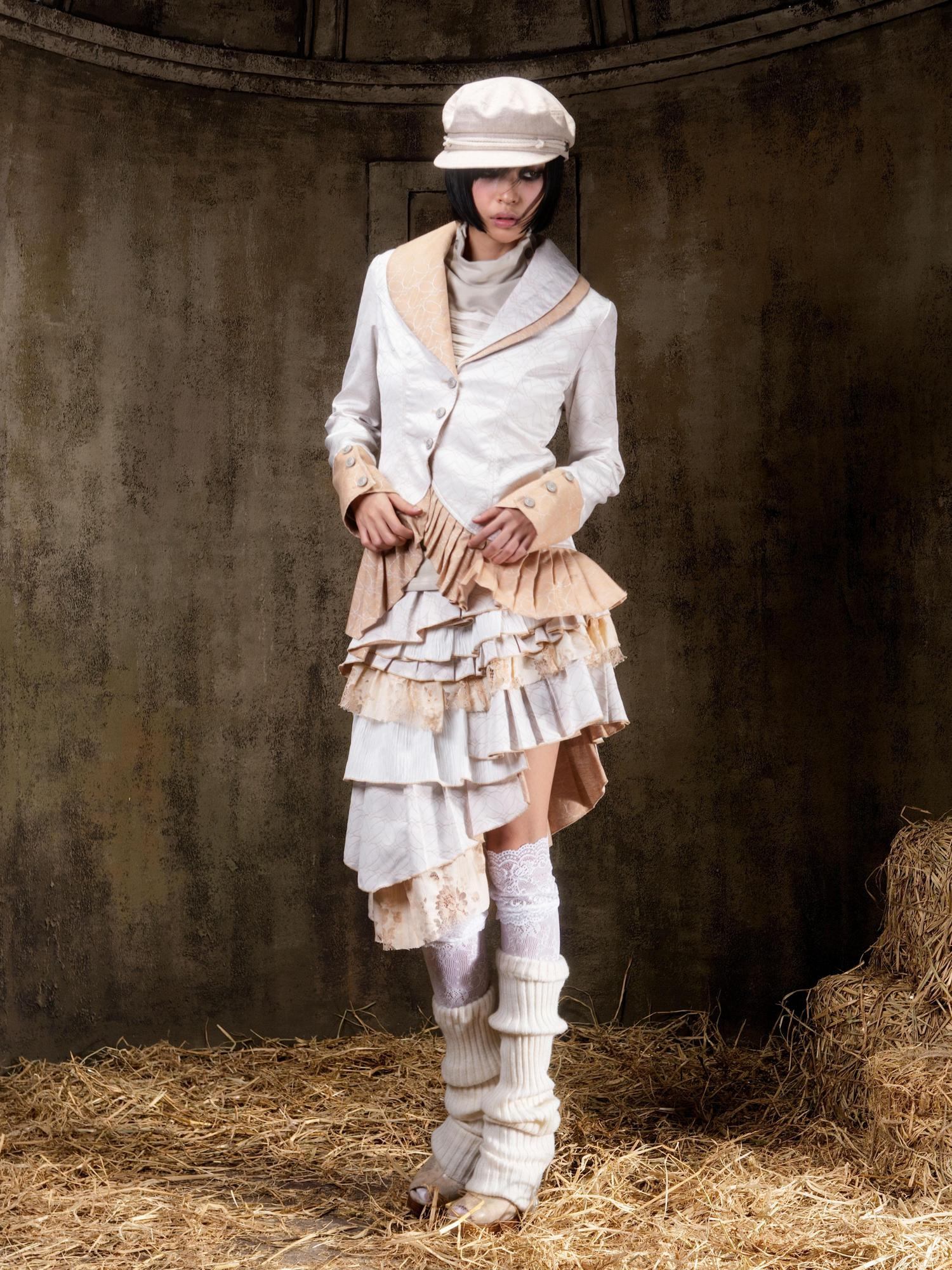 ARIADNAw Lightweight Victorian Asymmetric Everyday Lapel Button Long Sleeve Blouse