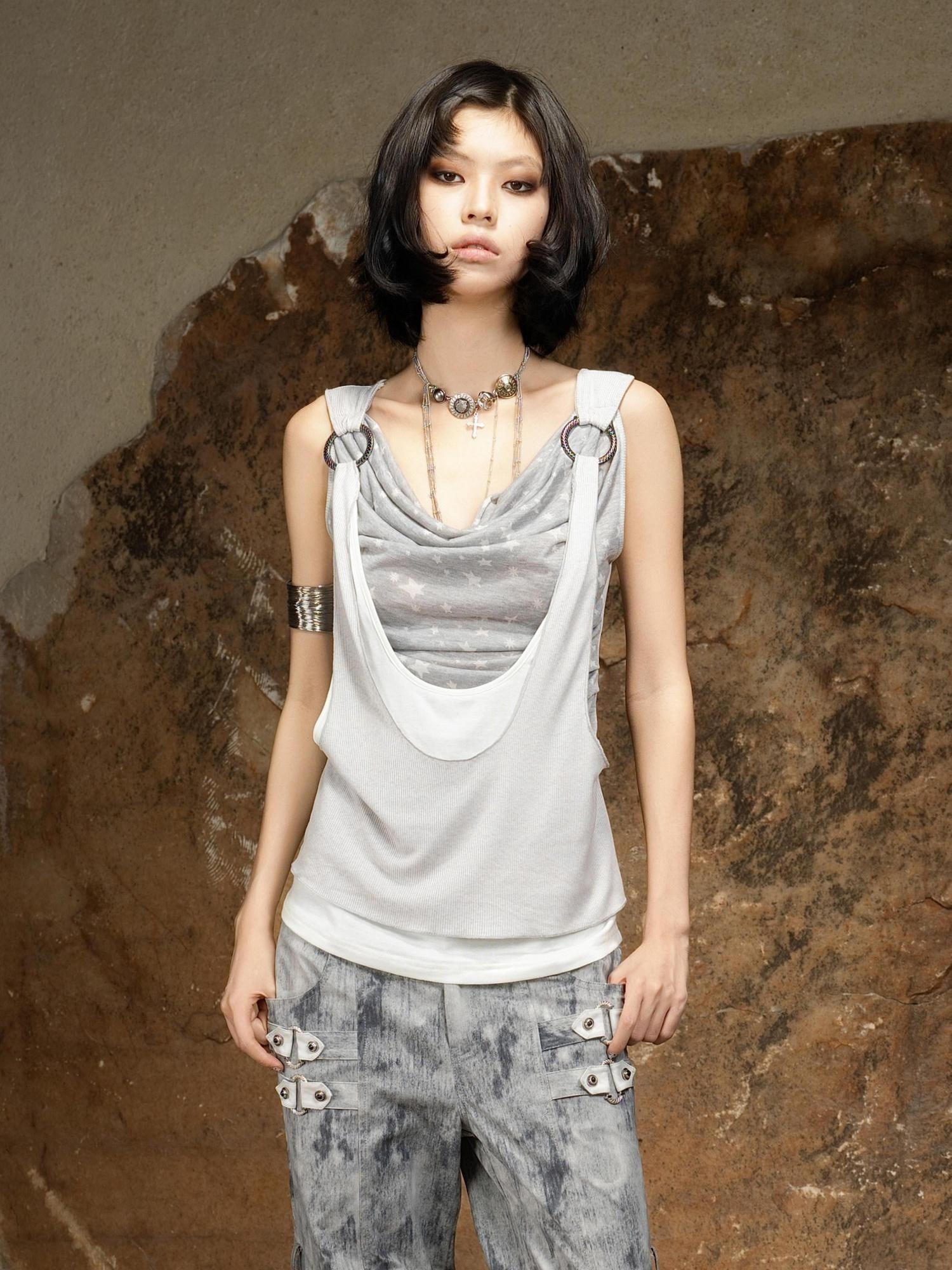 ARIADNAw No Padding Polo Collar Longline Layering Camisole Women Tank Tops