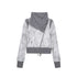 ARIADNAw Original Design Standard Zip Stacked Neck Women Grey Long Sleeve Hoodies