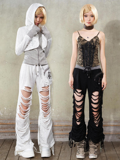 ARIADNAw Original Minimal Straight Cut Natural Waist Black White Versatile Wide-Leg Pants