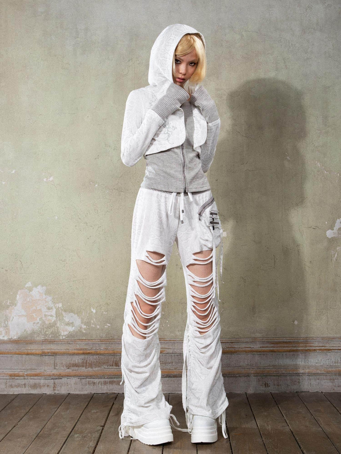 ARIADNAw Original Minimal Straight Cut Natural Waist Black White Versatile Wide-Leg Pants