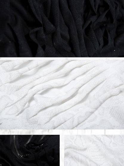 ARIADNAw Original Minimal Straight Cut Natural Waist Black White Versatile Wide-Leg Pants