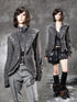 ARIADNAw Original Slim Fit Faux Layered Leopard Print Women Deep Gray Denim Jackets