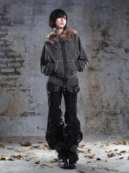 ARIADNAw Oversized Hooded Sweatshirt With Lantern Sleeves Jacket