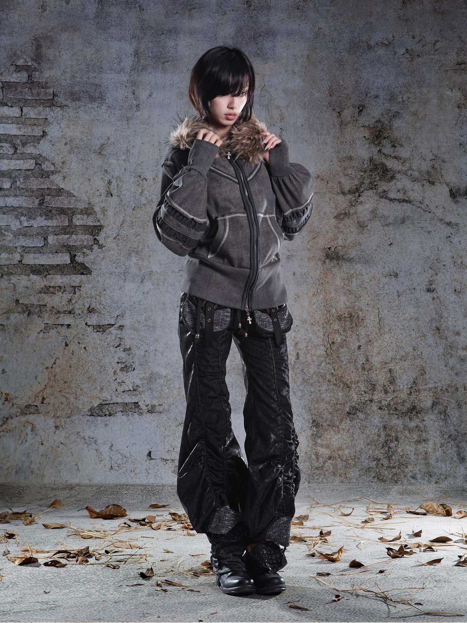 ARIADNAw Pleated Spliced Rock Drawstring Lantern Convertible Women&