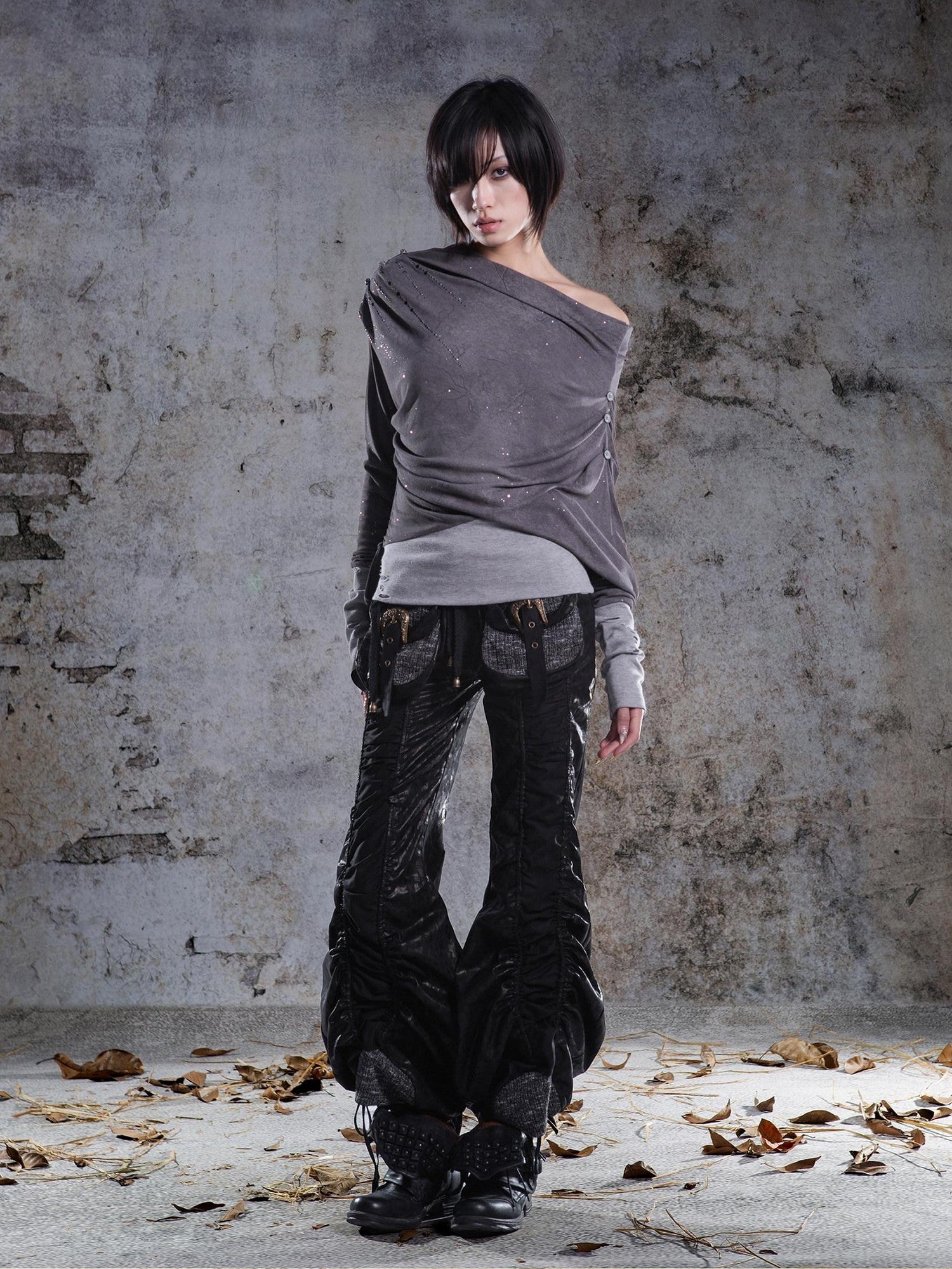 ARIADNAw Pleated Spliced Rock Drawstring Lantern Convertible Women&