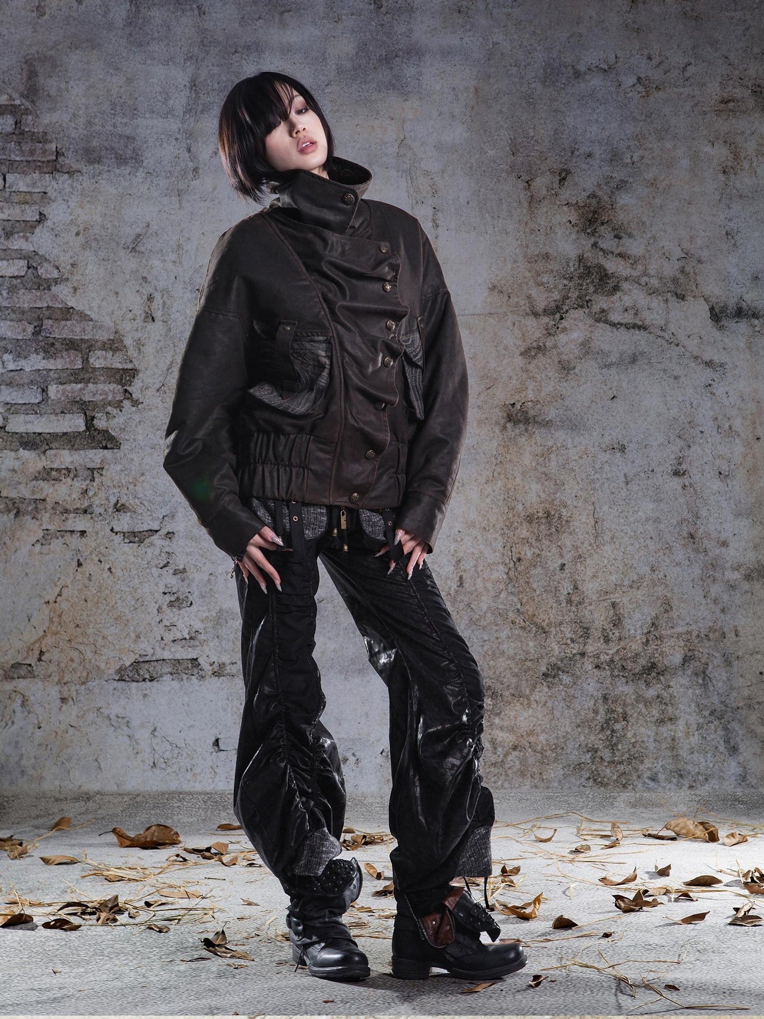 ARIADNAw Pleated Spliced Rock Drawstring Lantern Convertible Women&