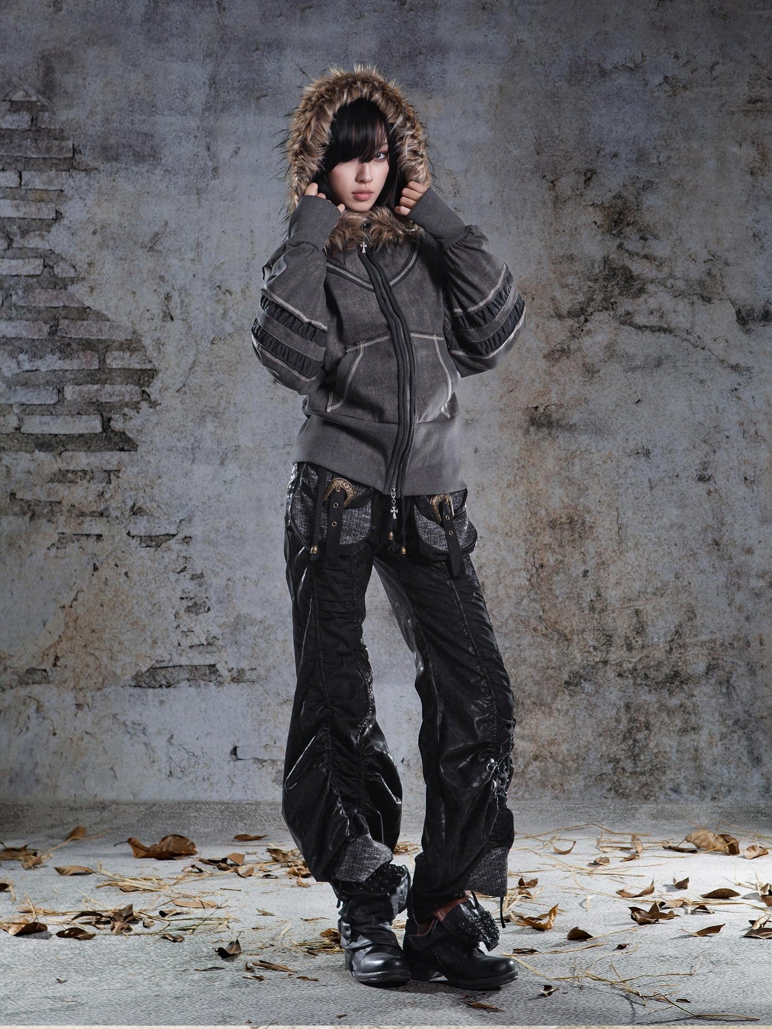 ARIADNAw Pleated Spliced Rock Drawstring Lantern Convertible Women&