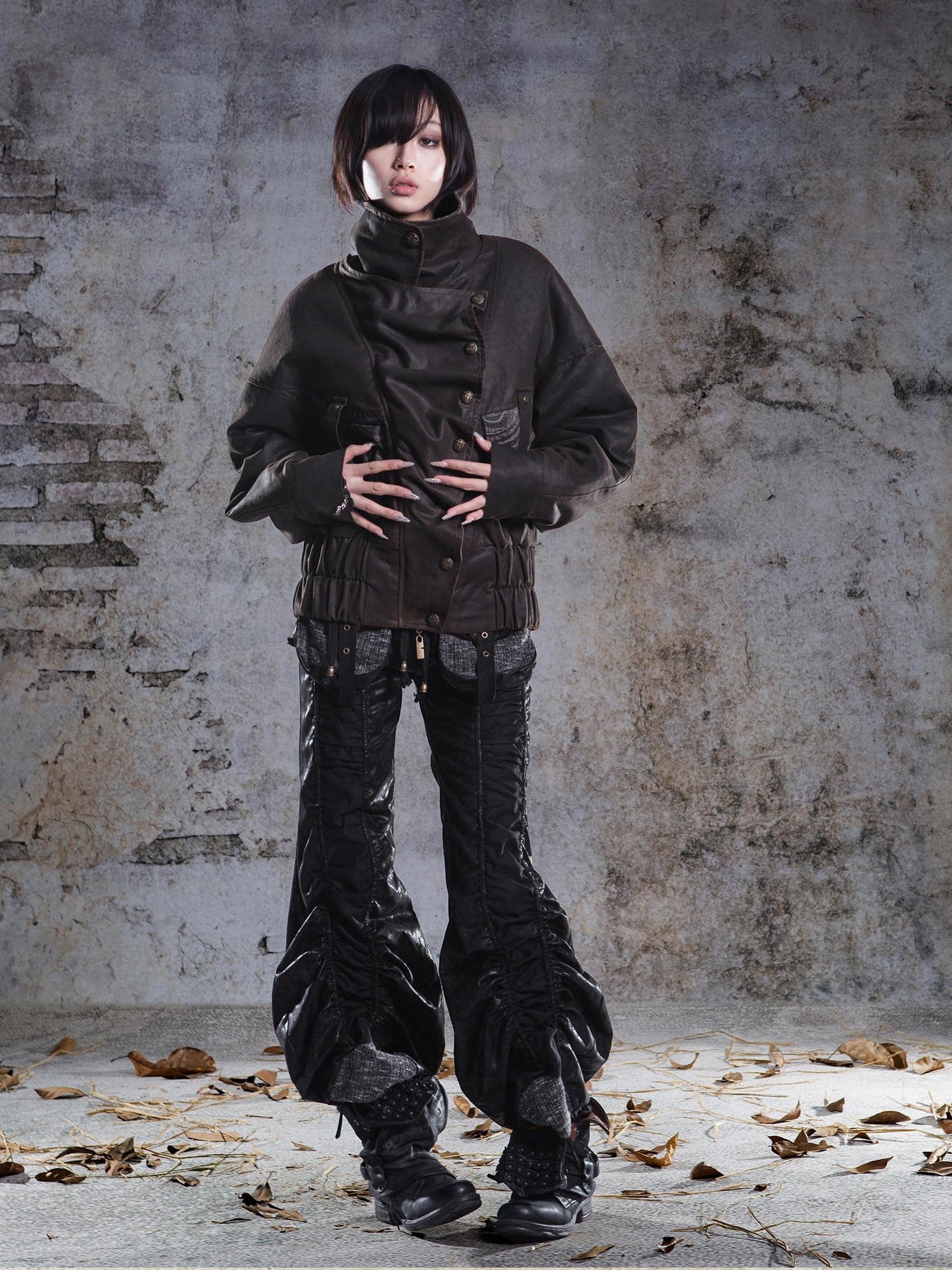 ARIADNAw Pleated Spliced Rock Drawstring Lantern Convertible Women&